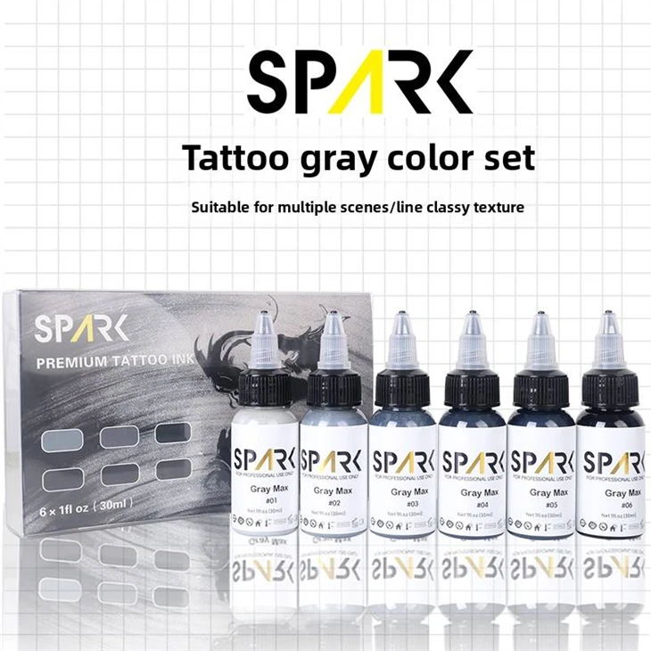 Tinta de tinta de maquillaje permanente personal personalizada Spark Gray 30ml/1oz Tatuaje orgánico de tatuaje para artistas de tatuajes