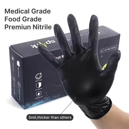 Guantes de protección de tatuajes negros desechables