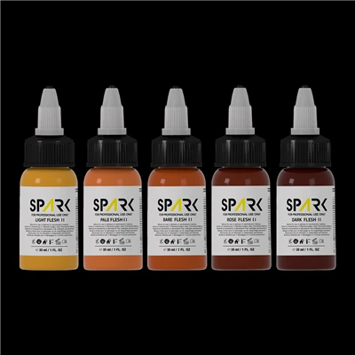 Juego profesional de tinta para tatuaje en tono carne, botellas de 1 oz - Cumple con REACH de la UE