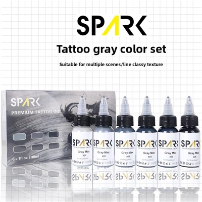 Juego de tinta de tatuaje permanente personalizado profesional de 30 ml/1 oz Kit de pigmento gris chispa orgánica para artistas