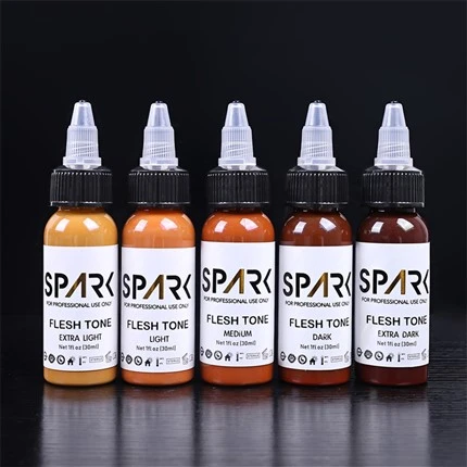 Juego de colores de piel, 1OZ, 5 piezas de tinta para tatuajes sin plomo, tinta para tatuajes Spark, tinta para tatuajes profesional, coberturas, mezclas y tatuajes cosméticos