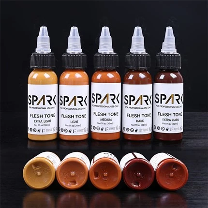 Serie de tintas para tatuajes de color de piel, tinta para tatuajes Spark, juego de tintas para encubrimientos, mezcla de tatuajes cosméticos