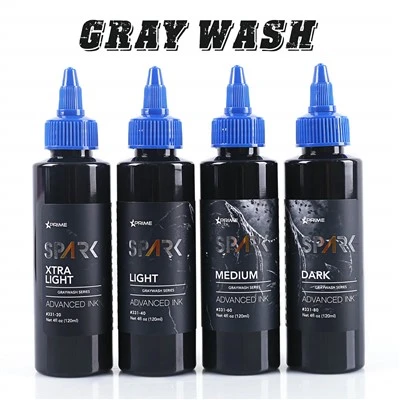 Spark de 120 ml Juego de tinta de tatuaje de lavado gris profesional para tatuajes y arte corporal