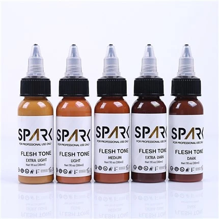 Tinta para tatuaje, juego de colores de piel de 1OZ, serie de tinta, tinta para tatuaje Spark para encubrimientos, mezcla de tatuajes cosméticos