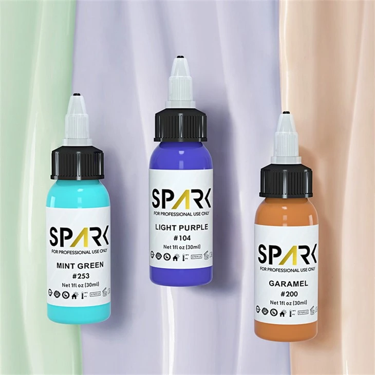 Juego de 25 colores Spark Tattoo Ink Real Dark Gloss Black Spark