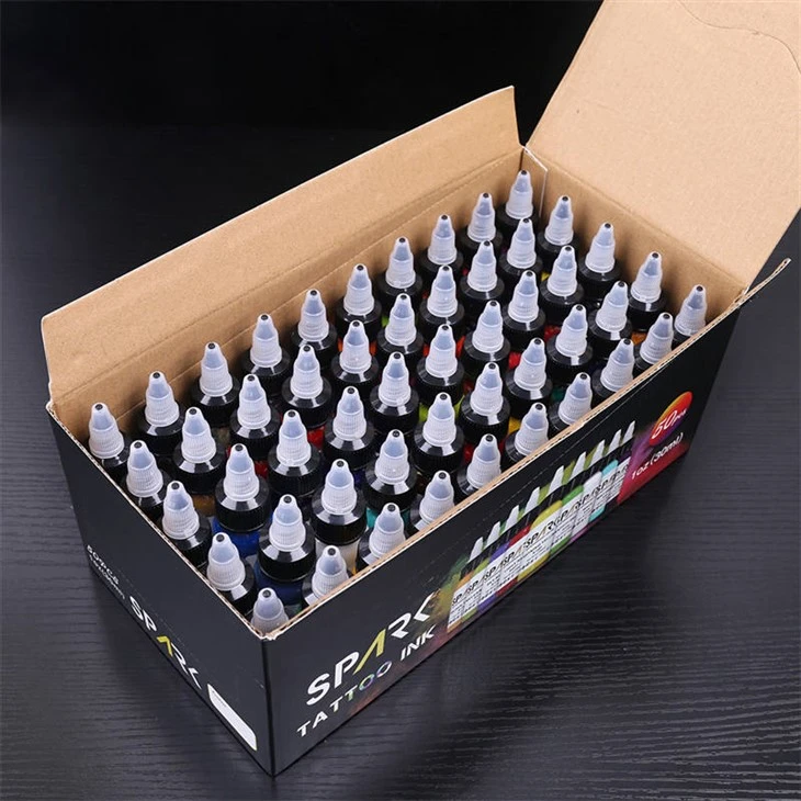Juego de 50 colores de tinta premium para tatuajes Spark Supply, juego de tinta para tatuajes