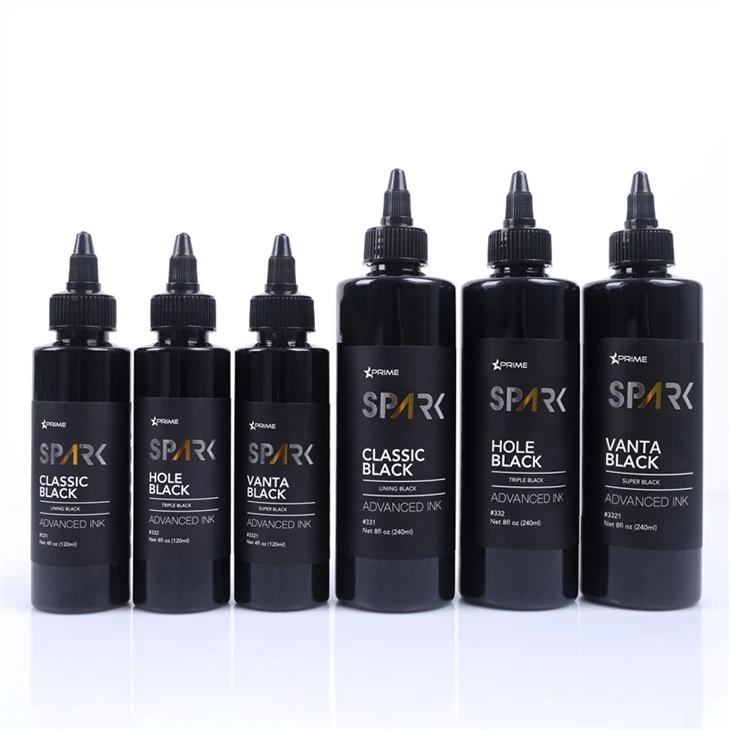 Tinta negra triple del tatuaje de la chispa del negro del agujero de la serie de la tinta negra 8OZ Tinta sin plomo del tatuaje