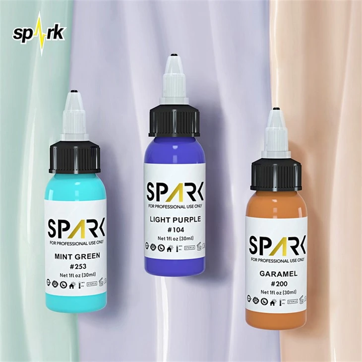 Tinta para tatuaje sin plomo, juego de tinta para tatuaje Spark, exhibición profesional de tinta para tatuaje