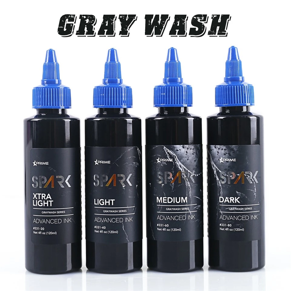 Juego de botellas de tinta para tatuajes Spark Graywash de - 4 oz