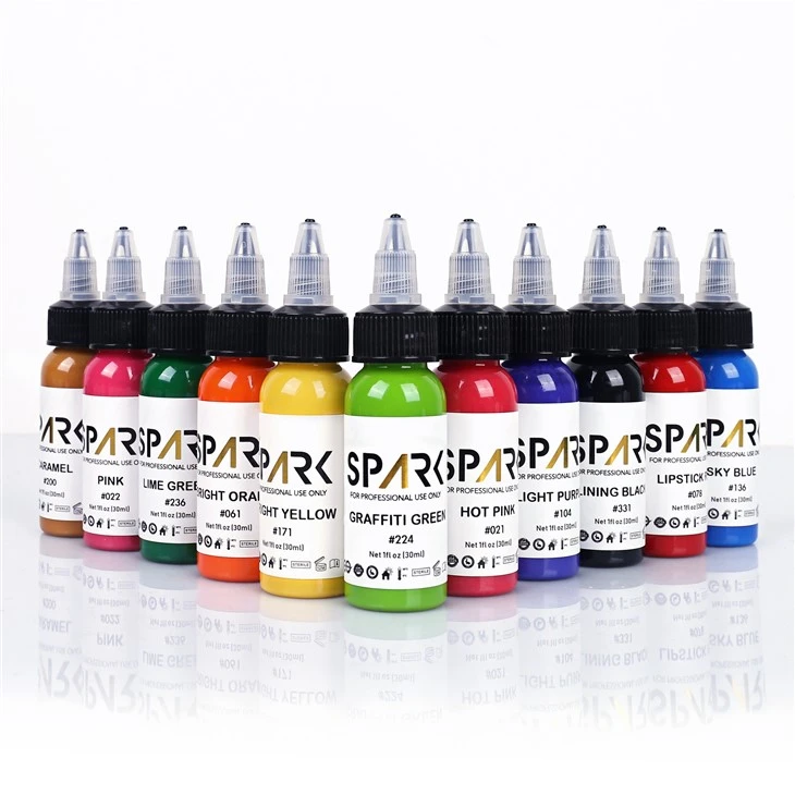 Tinta de tatuaje profesional Spark, pigmento de tatuaje de 50 colores, 30ML/1OZ
