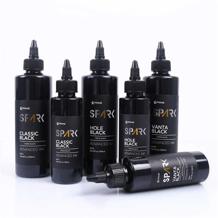 Juego de tinta para tatuaje Super Black 8OZ Black Ink Series Vanta Black Spark Tattoo Ink
