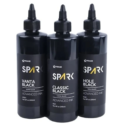 Tinta para tatuaje, 8 Oz, serie de tinta negra súper negra, tinta para tatuaje Vanta Black Spark, juego de tinta para tatuaje